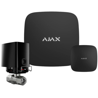 Система запобігання затопленню Ajax Hub 2 (2G) Jeweller + WaterStop [3/4] (DN 20) + LeaksProtect black