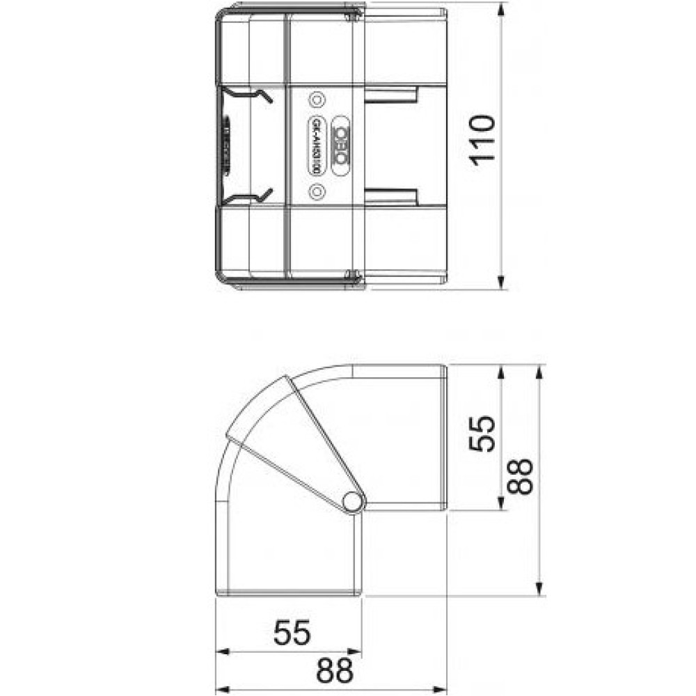 Наружный регулируемый угол OBO Bettermann 100x53 мм Rapid 45 GK-53100 (6113050)