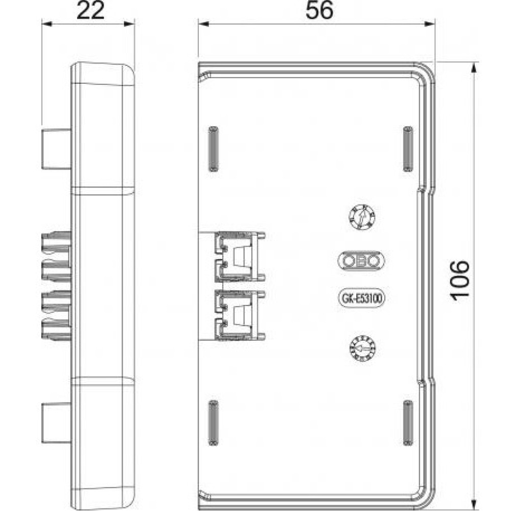 Заглушка OBO Bettermann 100x53 Rapid 45 / ПК / АБС 6113110
