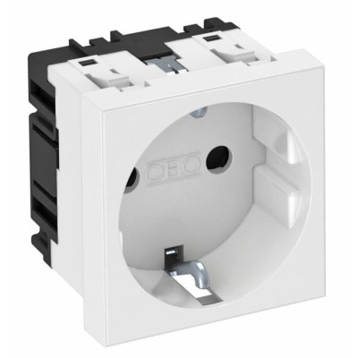 Розетка OBO Bettermann modul 45 с заземлением и заслонками, 250 В, 16 А, белая