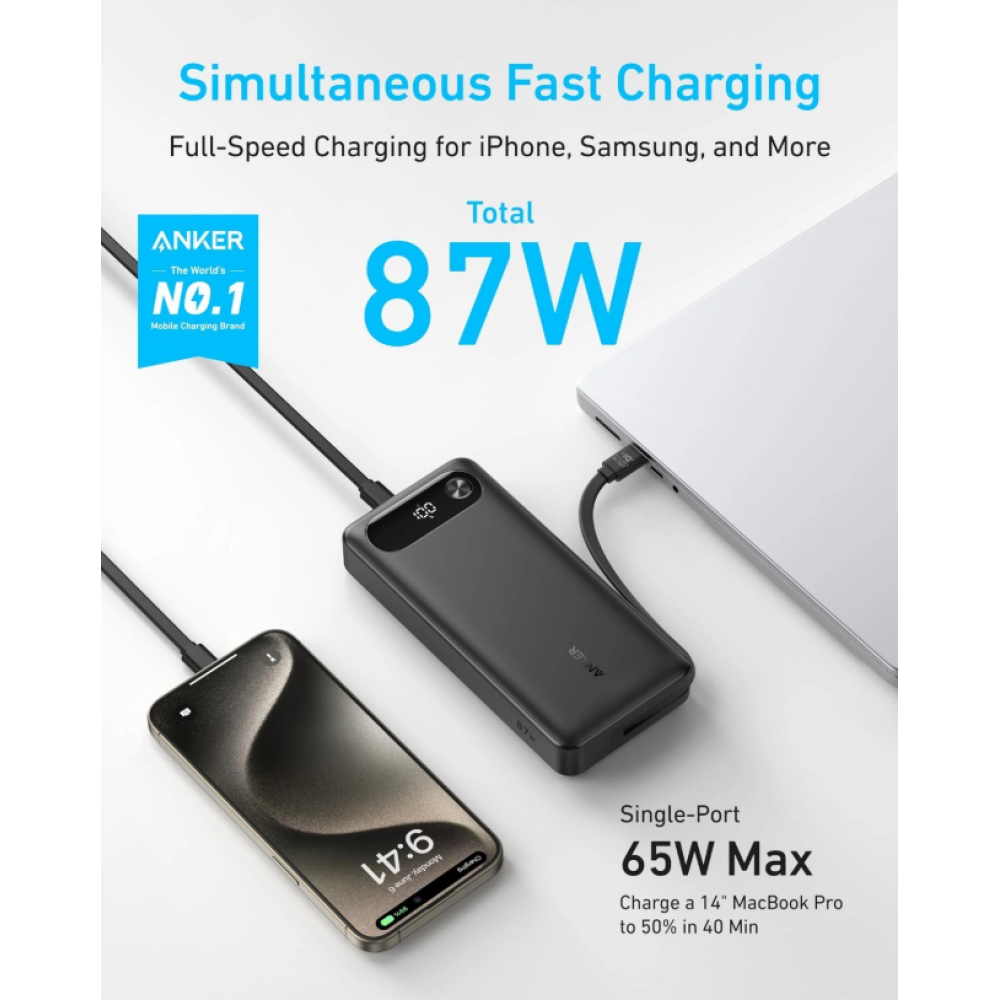 Павербанк Anker PowerCore 20000 мА·г / 87 Вт Black (A1383H11)