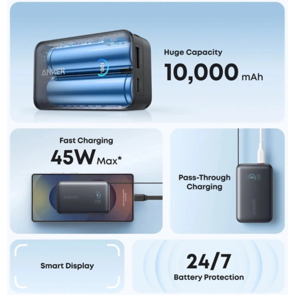 Павербанк Anker Nano 10000 мА·г / 45 Вт Black (A1638H11)