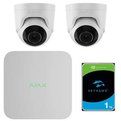 Комплект IP видеонаблюдения Ajax TurretCam 2 Video Kit (5 MP/2.8 mm) + HDD