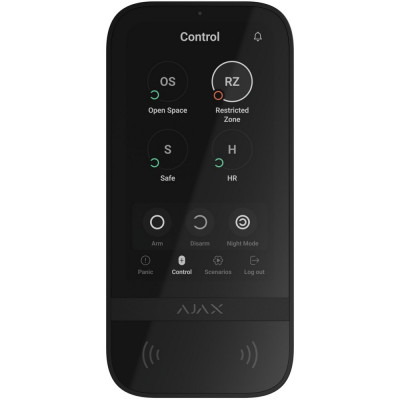Бездротова клавіатура Ajax KeyPad TouchScreen Jeweller black з сенсорним екраном  (58454.148.BL1)