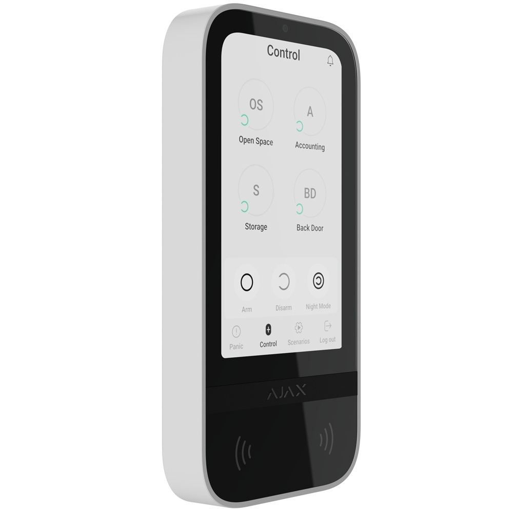 Бездротова клавіатура Ajax KeyPad TouchScreen Jeweller white з сенсорним екраном  (58455.148.WH1)