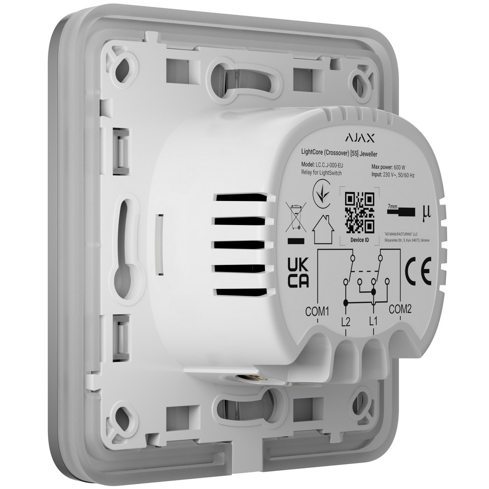 Бездротовий розумний сенсорний перехресний вимикач світла Ajax LightSwitch (Crossover) Jeweller Fog