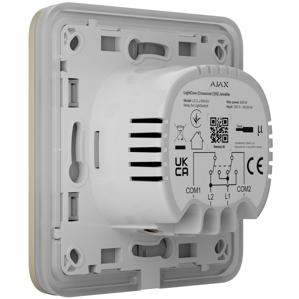 Беспроводной умный сенсорный перекрестный выключатель Ajax LightSwitch (Crossover) Jeweller Ivory