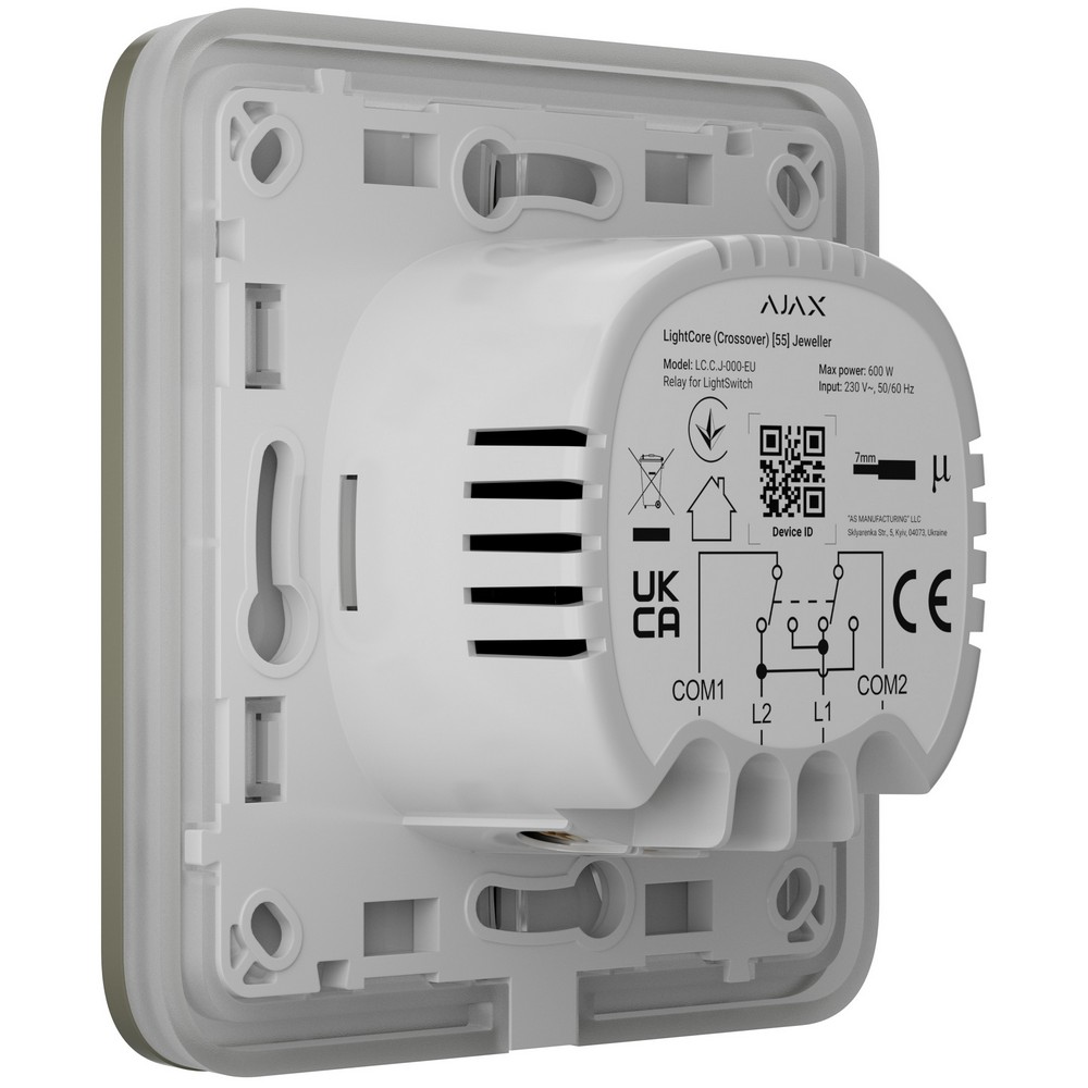 Беспроводной умный сенсорный перекрестный выключатель Ajax LightSwitch (Crossover) Jeweller Olive