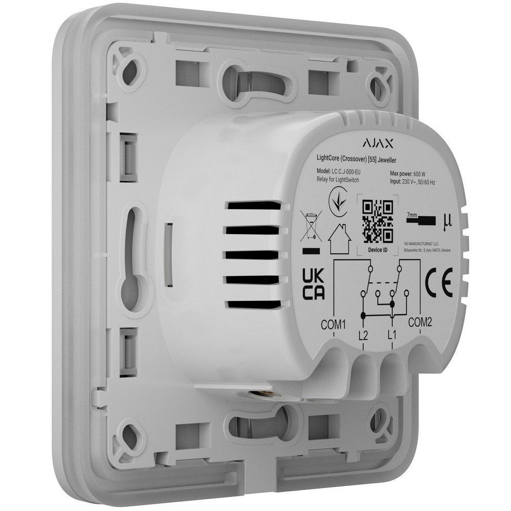 Беспроводной умный сенсорный перекрестный выключатель Ajax LightSwitch (Crossover) Jeweller White