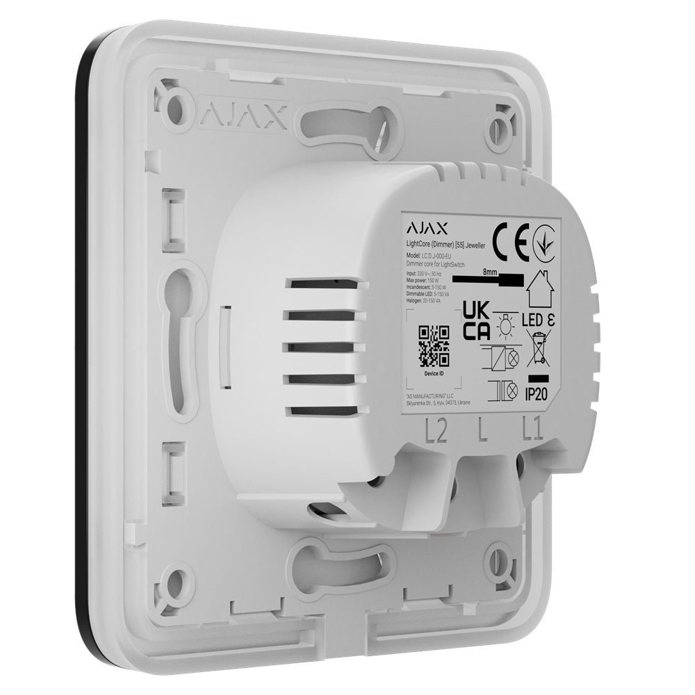 Бездротовий розумний сенсорний димерний вимикач світла Ajax LightSwitch (Dimmer) Jeweller black