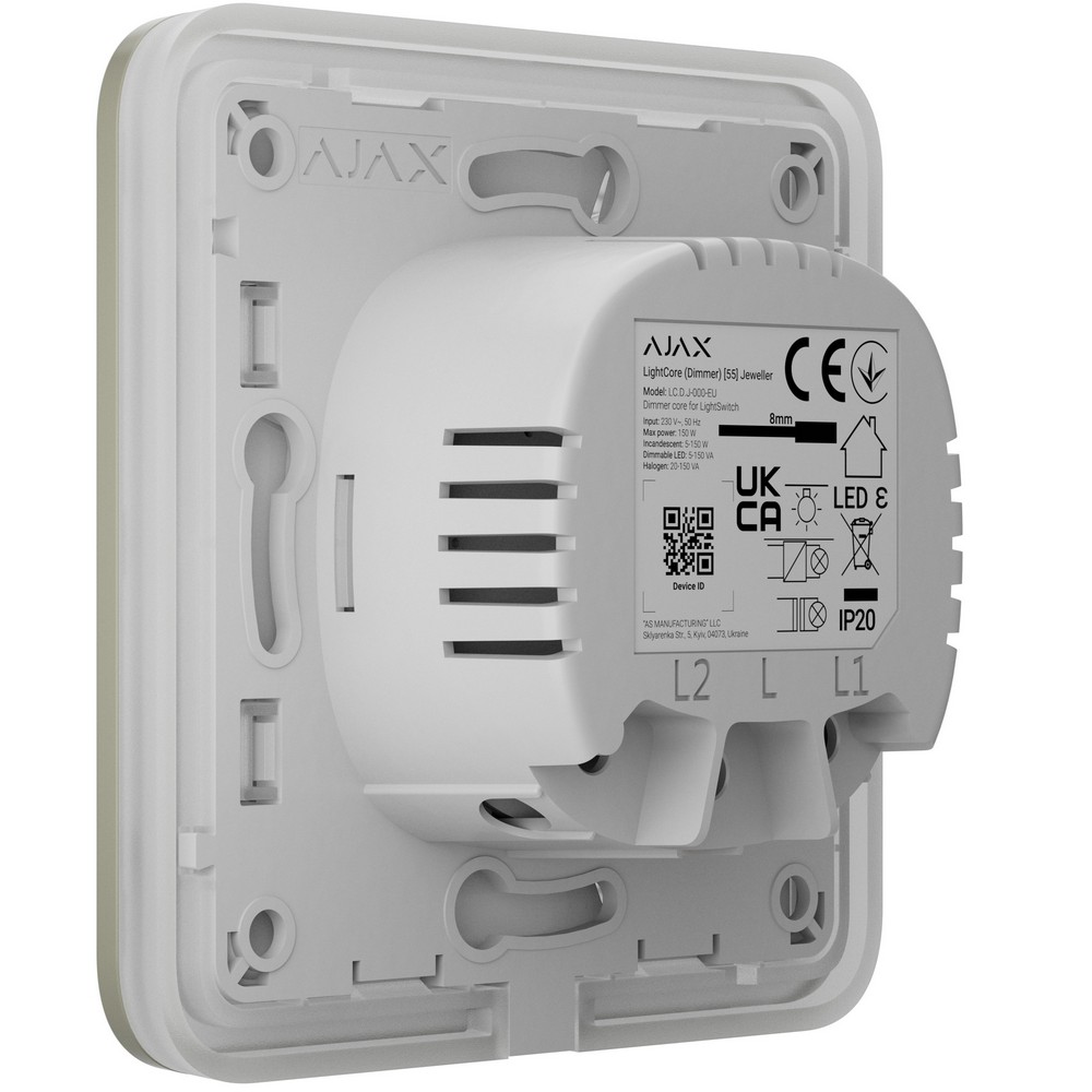 Беспроводной умный сенсорный диммерный выключатель света Ajax LightSwitch (Dimmer) Jeweller olive