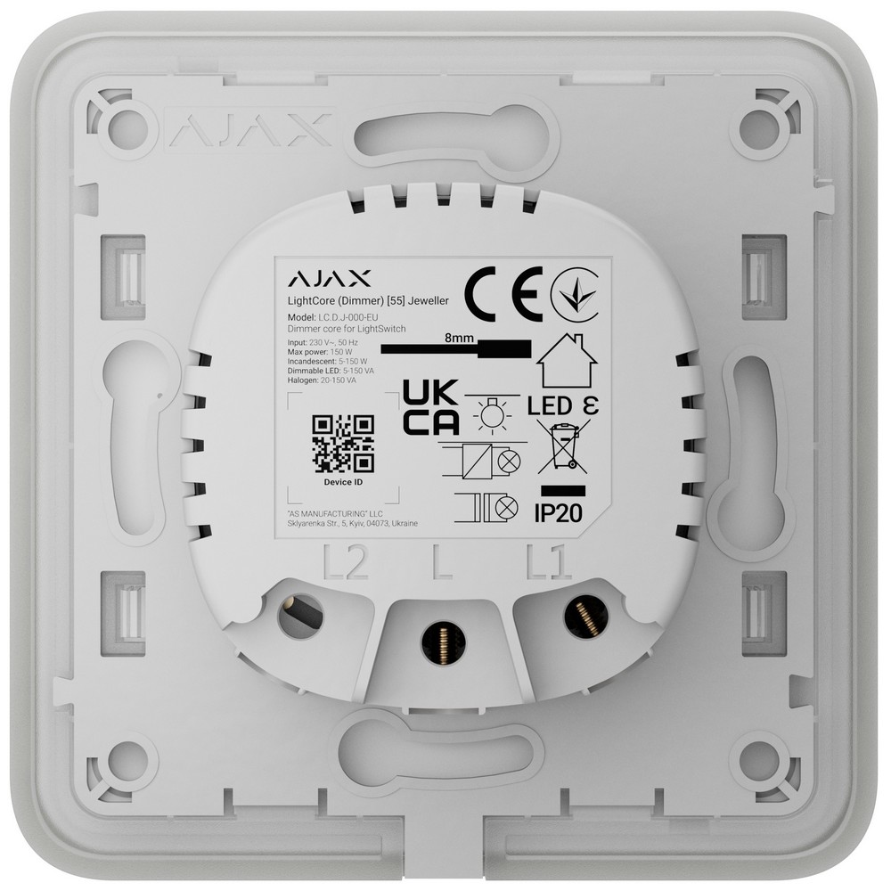 Беспроводной умный сенсорный диммерный выключатель света Ajax LightSwitch (Dimmer) Jeweller olive