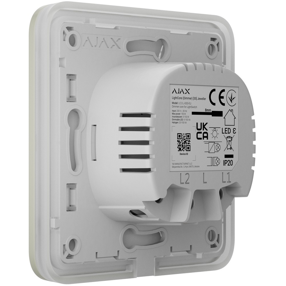 Бездротовий розумний сенсорний димерний вимикач світла Ajax LightSwitch (Dimmer) Jeweller oyster