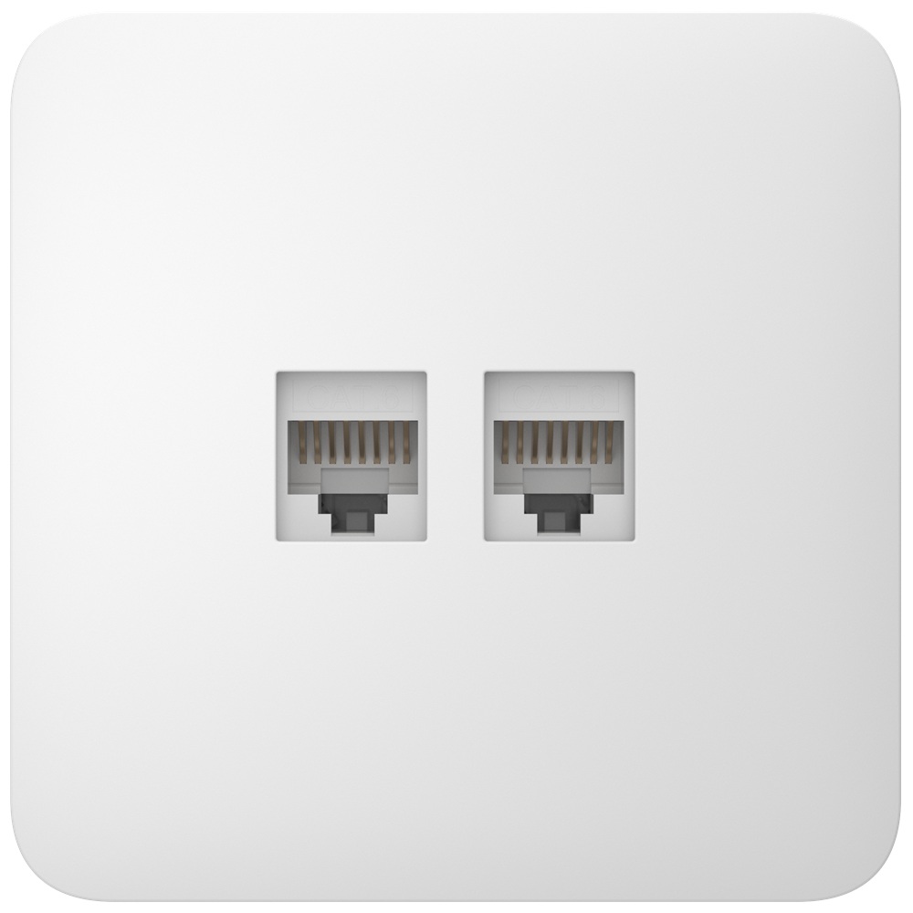 Вбудована інтернет-розетка Ajax Outlet (LAN) white з двома портами (white LAN connector)