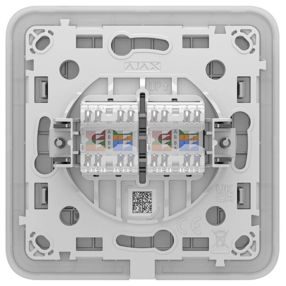 Вбудована інтернет-розетка Ajax Outlet (LAN) white з двома портами (white LAN connector)