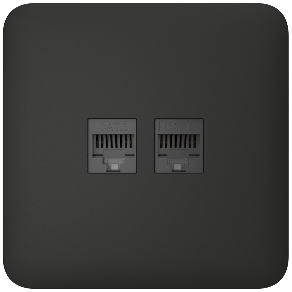 Вбудована інтернет-розетка Ajax Outlet (LAN) black з двома портами (black LAN connector)