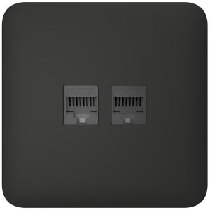 Вбудована інтернет-розетка Ajax Outlet (LAN) black з двома портами (black LAN connector)