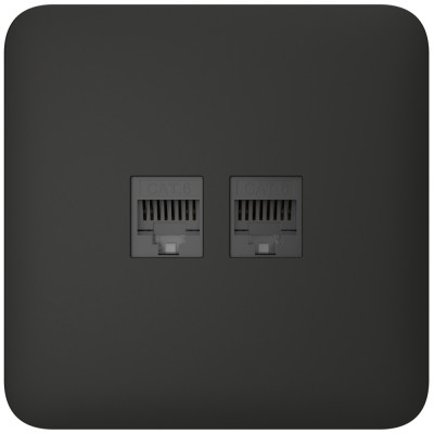 Вбудована інтернет-розетка Ajax Outlet (LAN) black з двома портами (black LAN connector)