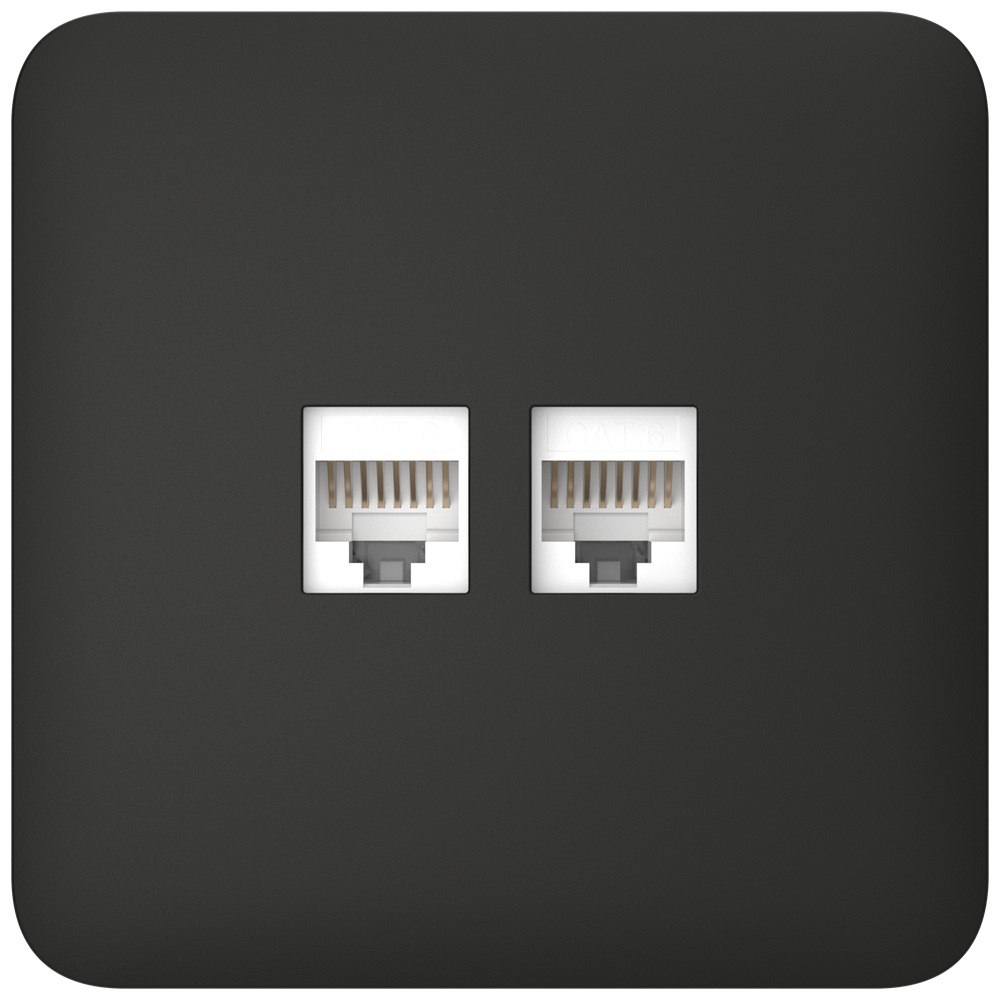 Встроенная интернет-розетка Ajax Outlet (LAN) black с двумя портами (white LAN connector)