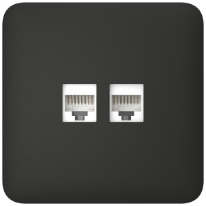 Вбудована інтернет-розетка Ajax Outlet (LAN) black з двома портами (white LAN connector)