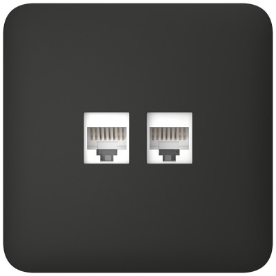 Встроенная интернет-розетка Ajax Outlet (LAN) black с двумя портами (white LAN connector)