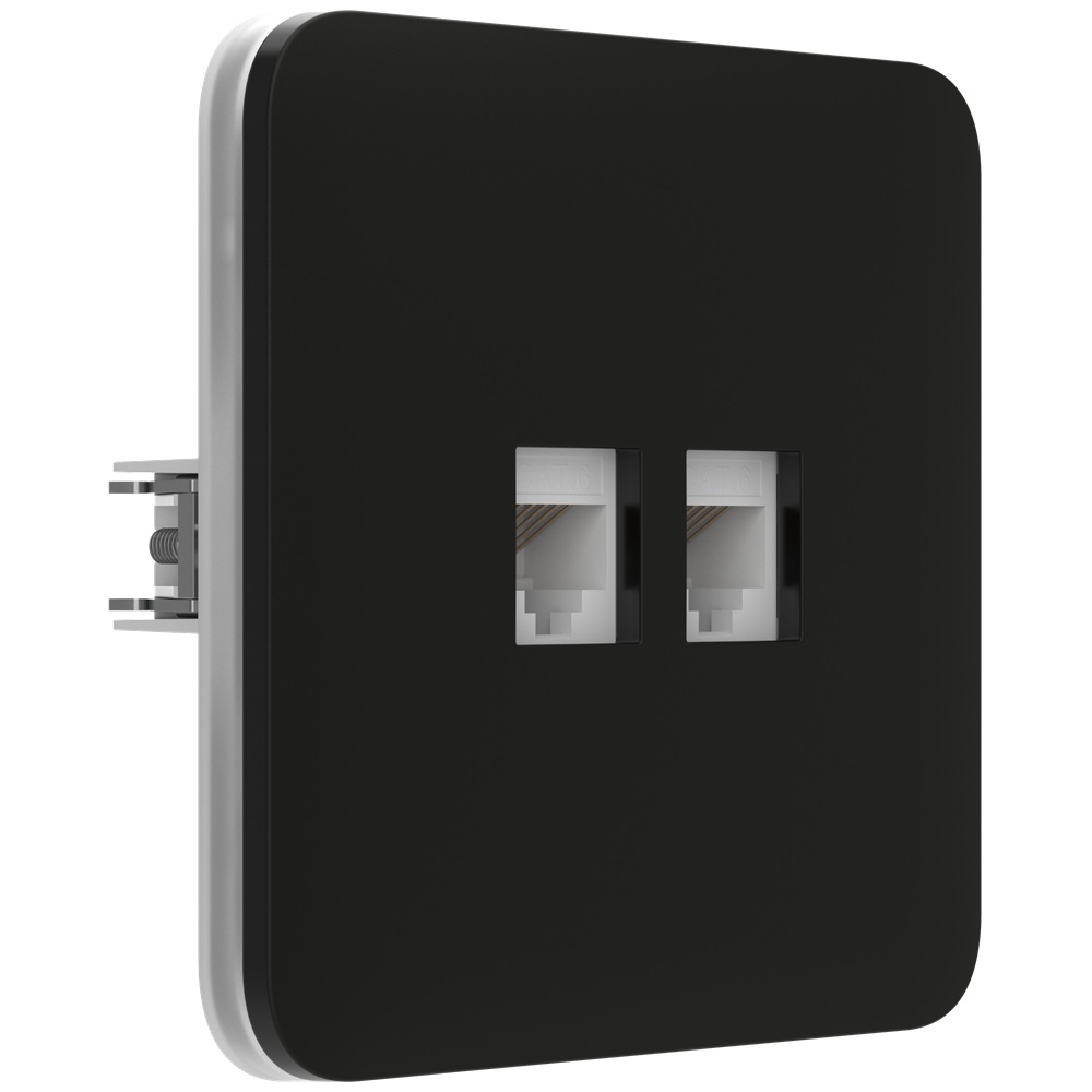 Встроенная интернет-розетка Ajax Outlet (LAN) black с двумя портами (white LAN connector)