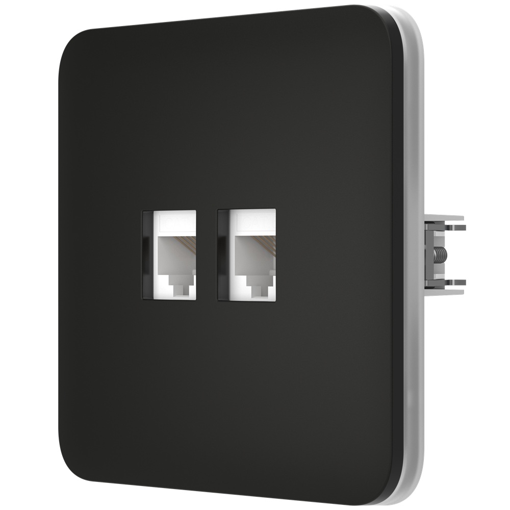 Встроенная интернет-розетка Ajax Outlet (LAN) black с двумя портами (white LAN connector)