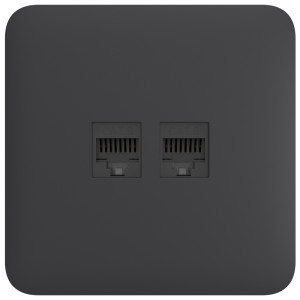 Вбудована інтернет-розетка Ajax Outlet (LAN) graphite з двома портами (black LAN connector)