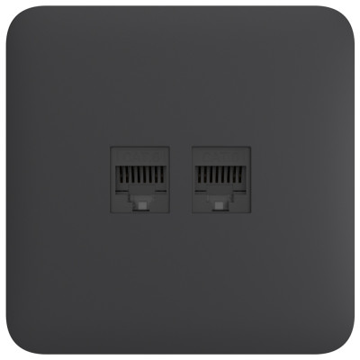 Вбудована інтернет-розетка Ajax Outlet (LAN) graphite з двома портами (black LAN connector)