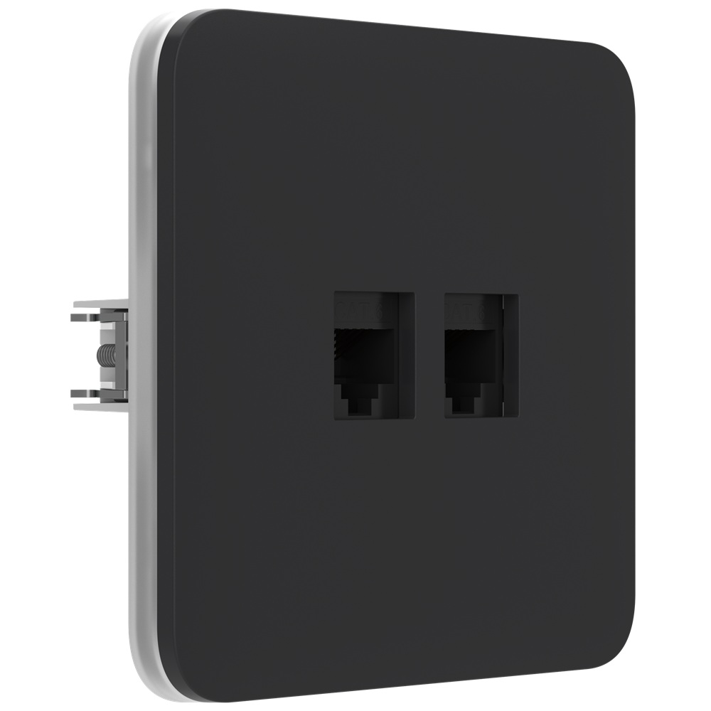 Вбудована інтернет-розетка Ajax Outlet (LAN) graphite з двома портами (black LAN connector)
