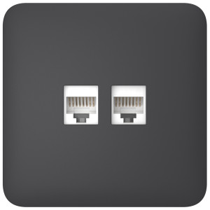 Вбудована інтернет-розетка Ajax Outlet (LAN) graphite з двома портами (white LAN connector)