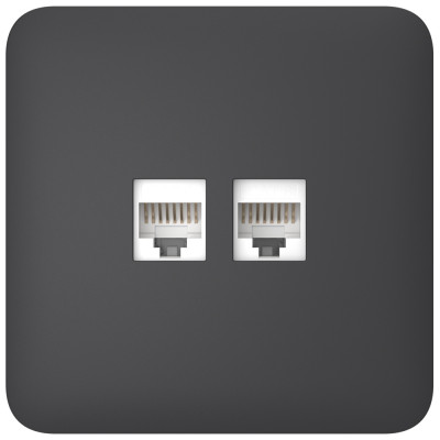 Вбудована інтернет-розетка Ajax Outlet (LAN) graphite з двома портами (white LAN connector)