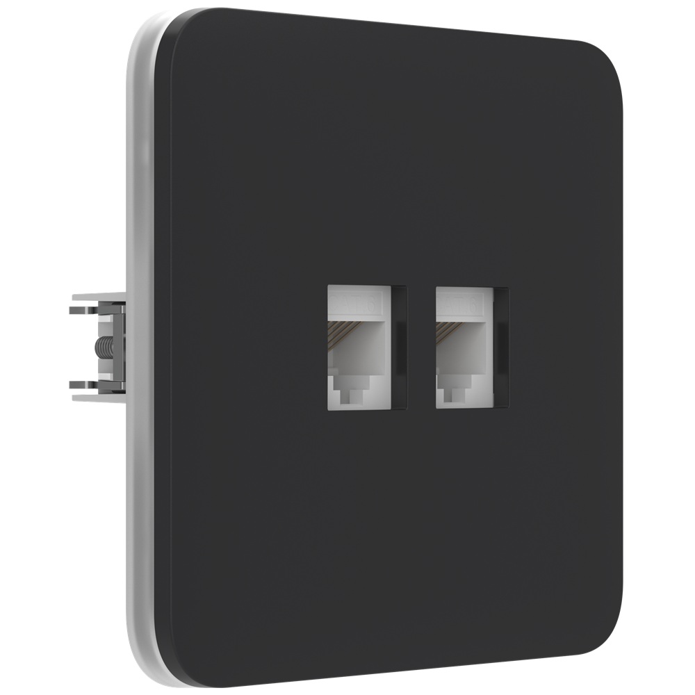 Вбудована інтернет-розетка Ajax Outlet (LAN) graphite з двома портами (white LAN connector)