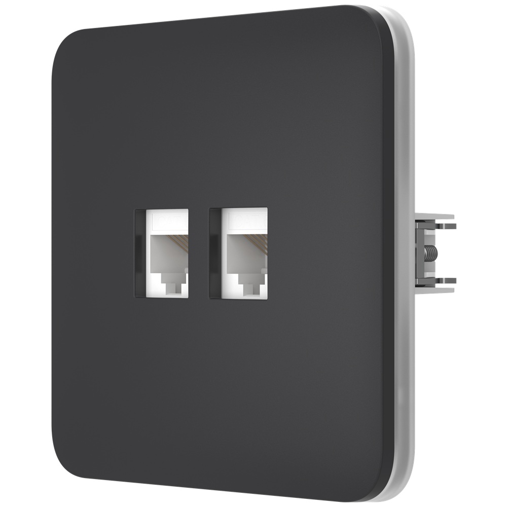 Вбудована інтернет-розетка Ajax Outlet (LAN) graphite з двома портами (white LAN connector)