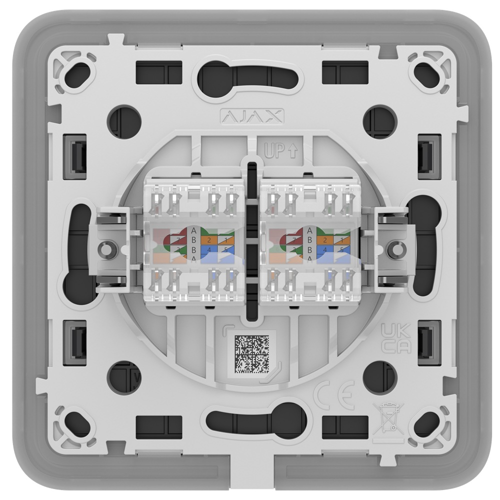Вбудована інтернет-розетка Ajax Outlet (LAN) graphite з двома портами (black LAN connector)