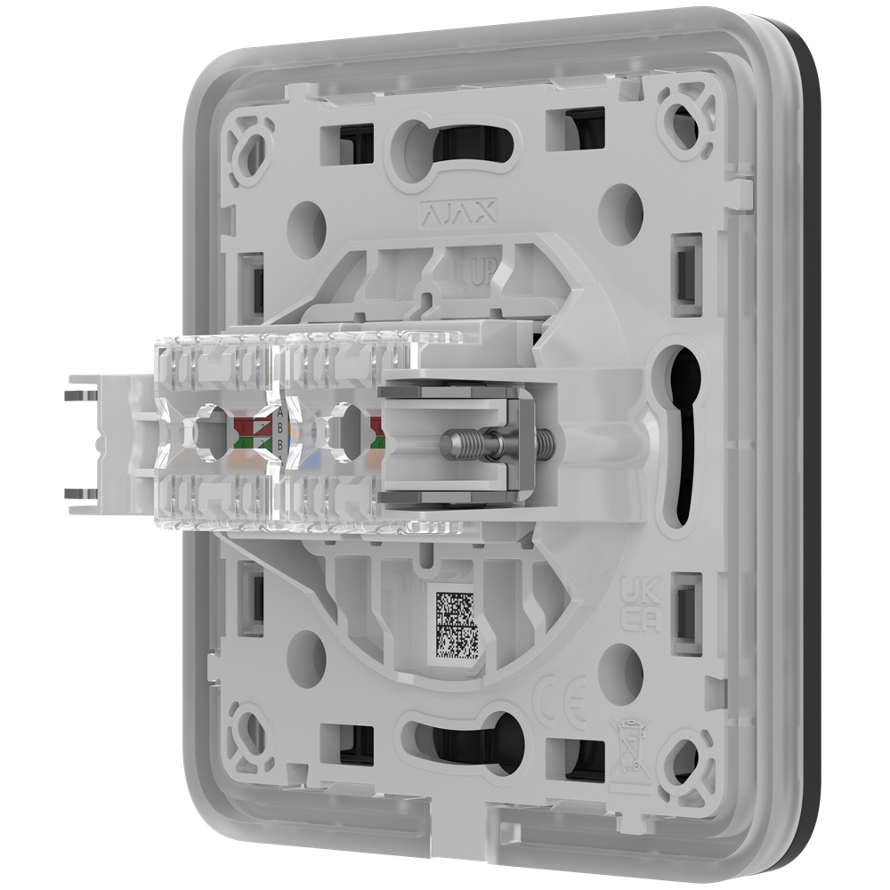 Вбудована інтернет-розетка Ajax Outlet (LAN) graphite з двома портами (black LAN connector)