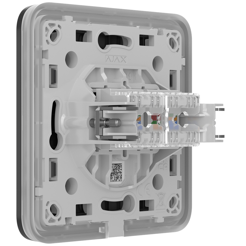 Вбудована інтернет-розетка Ajax Outlet (LAN) graphite з двома портами (black LAN connector)