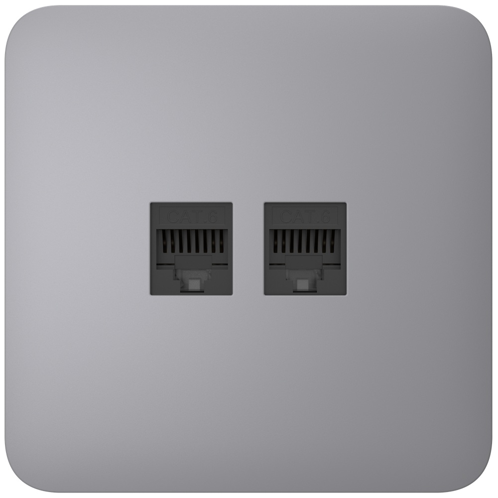 Вбудована інтернет-розетка Ajax Outlet (LAN) grey з двома портами (black LAN connector)