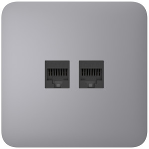 Встроенная интернет-розетка Ajax Outlet (LAN) grey с двумя портами (black LAN connector)