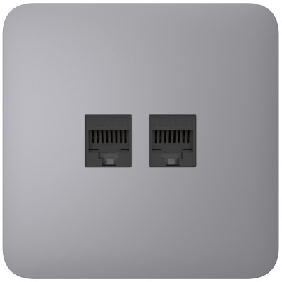 Вбудована інтернет-розетка Ajax Outlet (LAN) grey з двома портами (black LAN connector)
