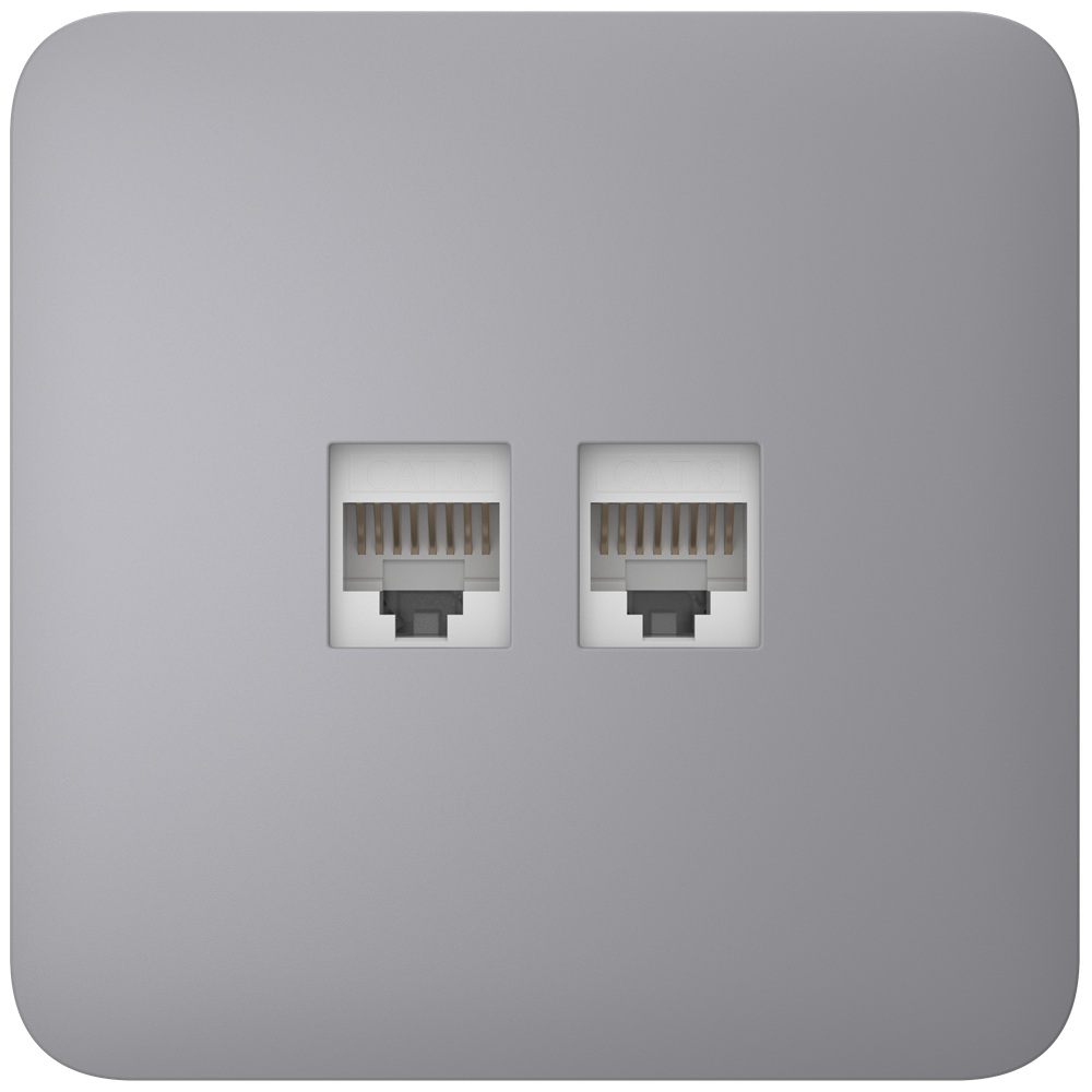 Встроенная интернет-розетка Ajax Outlet (LAN) grey с двумя портами (white LAN connector)
