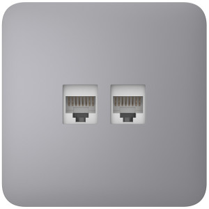 Вбудована інтернет-розетка Ajax Outlet (LAN) grey з двома портами (white LAN connector)