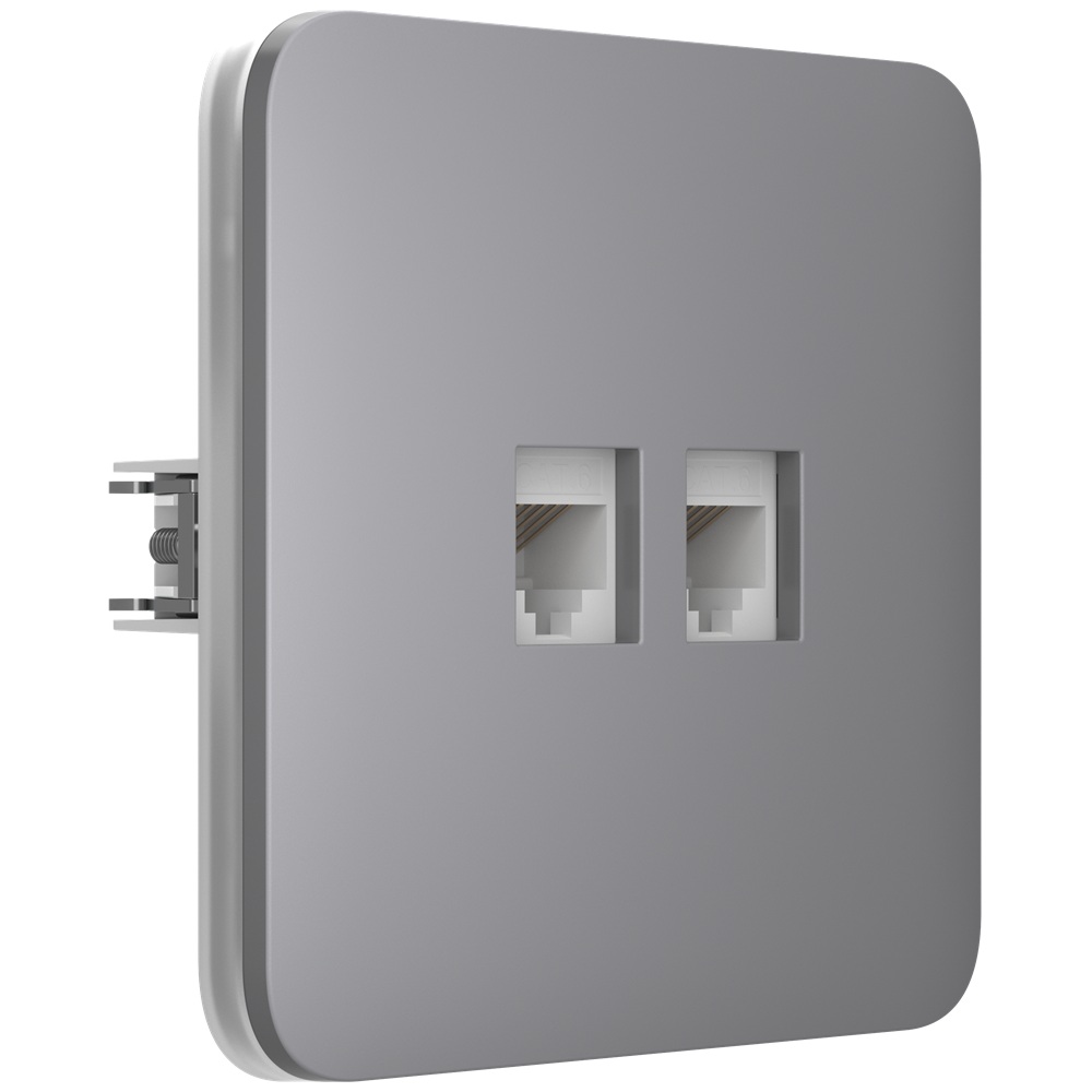 Встроенная интернет-розетка Ajax Outlet (LAN) grey с двумя портами (white LAN connector)