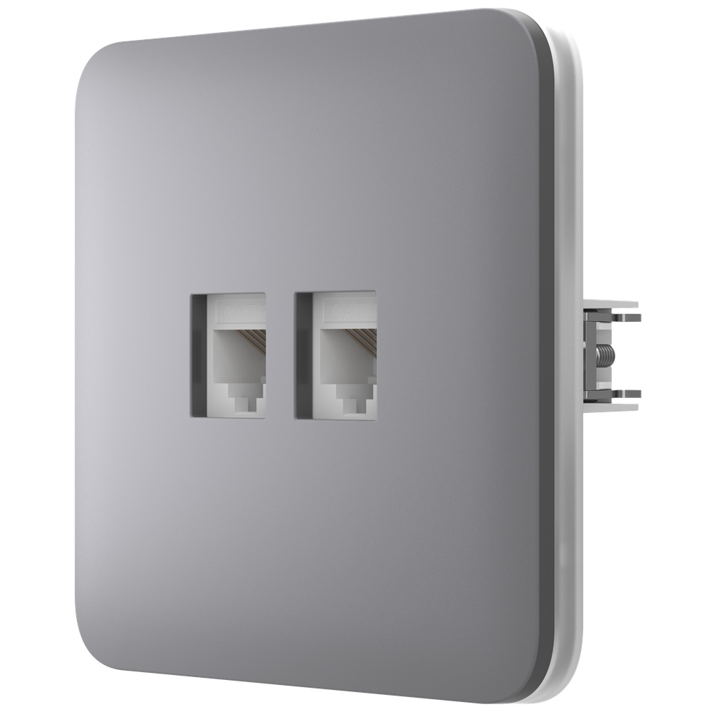 Встроенная интернет-розетка Ajax Outlet (LAN) grey с двумя портами (white LAN connector)