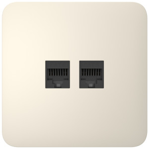 Вбудована інтернет-розетка Ajax Outlet (LAN) ivory з двома портами (black LAN connector)