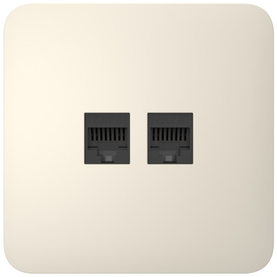 (Copy) Встроенная интернет-розетка Ajax Outlet (LAN) ivory с двумя портами (black LAN connector)