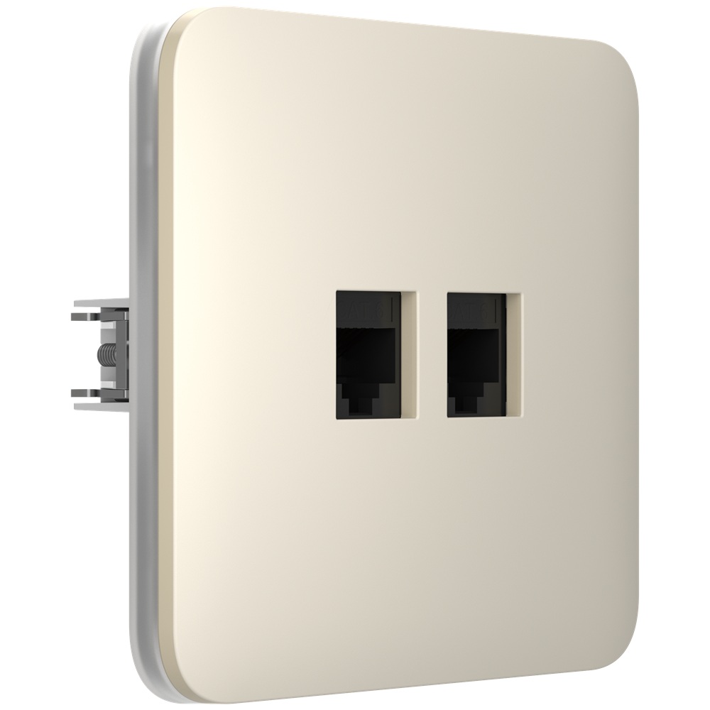 (Copy) Встроенная интернет-розетка Ajax Outlet (LAN) ivory с двумя портами (black LAN connector)