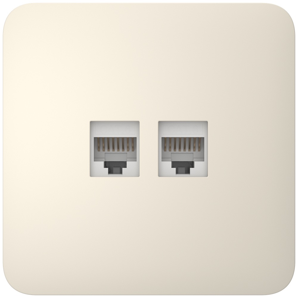 Вбудована інтернет-розетка Ajax Outlet (LAN) ivory з двома портами (white LAN connector)