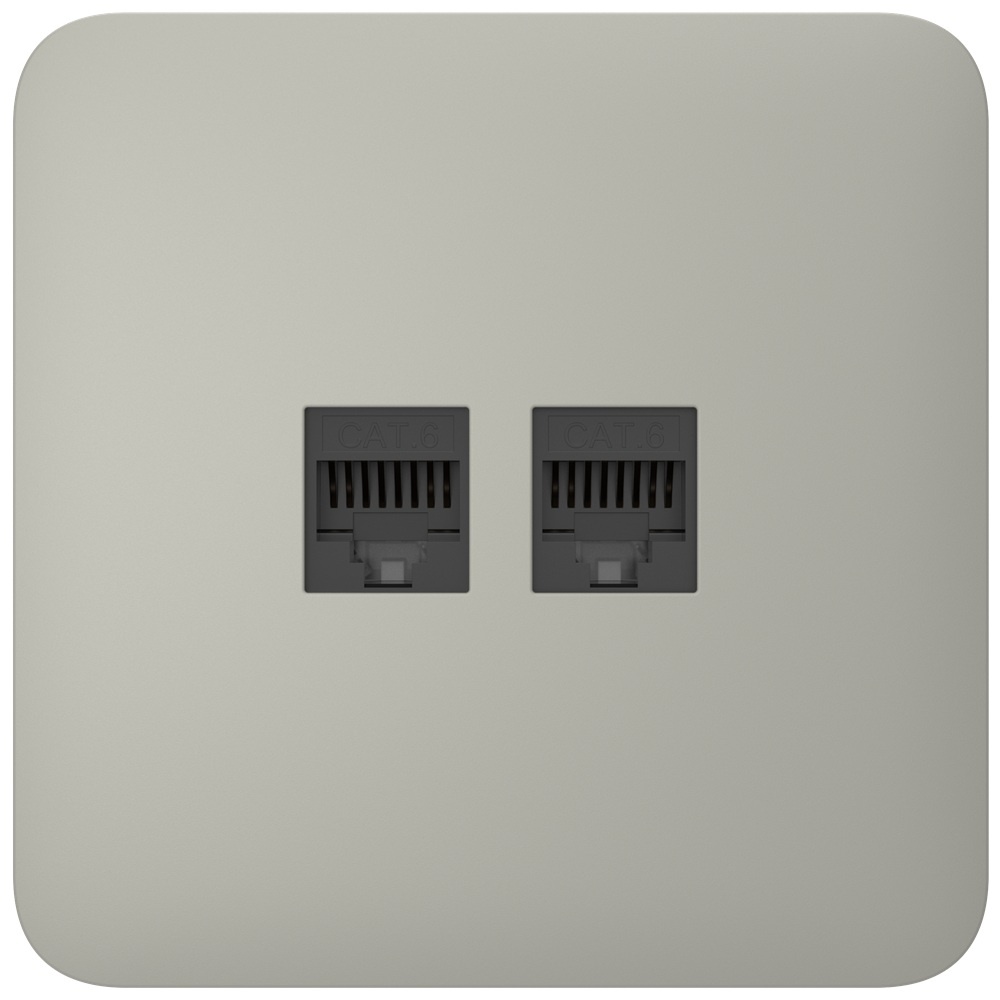 Вбудована інтернет-розетка Ajax Outlet (LAN) olive з двома портами (black LAN connector)