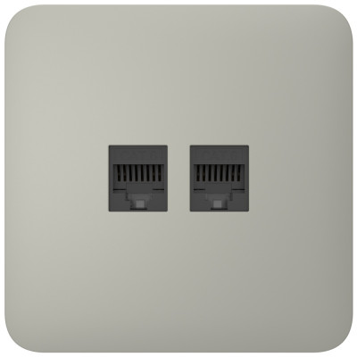 Вбудована інтернет-розетка Ajax Outlet (LAN) olive з двома портами (black LAN connector)